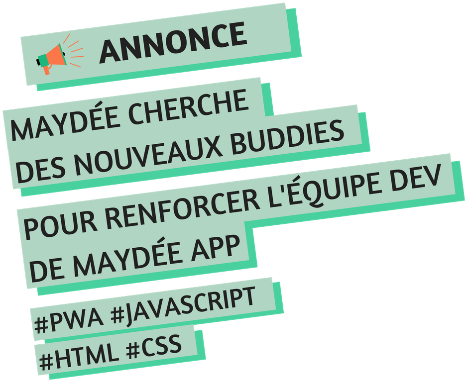 Annonce de recrutemaent d'un bénévole développeur pour l'app Maydée